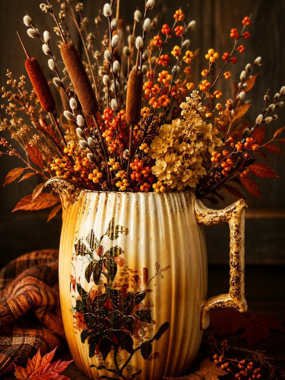 Antique Ceramic English Decorative Pitcher 1892 Home Accent Hand Painted